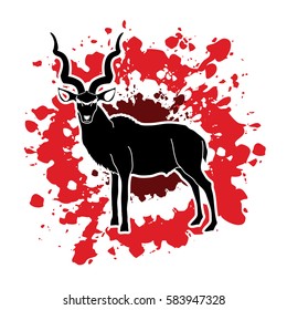 Kudu standing designed on splash color background graphic vector.