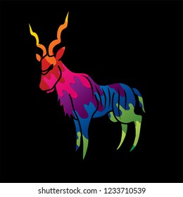 Kudu standing graphic vector.