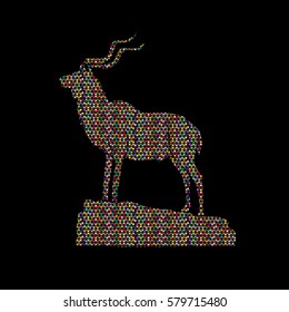 Kudu standing on the cliff designed using colorful mosaic graphic vector.