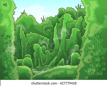 kudzu landscape vector illustration
