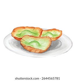 Kue Ape Indonesian Traditional Food Watercolor Illustration