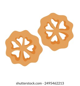 Kue kembang goyang icon vector illustration, kue kembang loyang clip art image, kue roda clipart, kue seroja or saroja isolated on white background