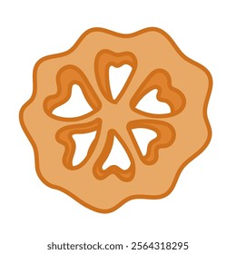 Kue kembang goyang vector icon illustration, traditional snack from indonesia, indonesian traditional sweet food
