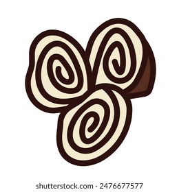 Kue kering kuping gajah indonesian snack food colored icon illustration isolated on square white background. Simple flat cartoon art styled drawing.