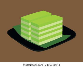 Kue Lapis Indonesia Traditional Sweet Snack flat vector illustration, Delicious layered cake dessert isolated drawing