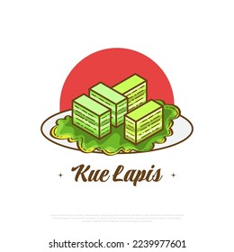 Kue Lapis, Indonesian Traditional Food or Snack. Vector illustration of Indonesian Traditional Dessert Named Lapis Legit