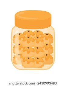 Kue Lebaran Nastar in Jar Traditional Indonesian Cookies with Pineapple Jam for Eid Al Fitr Flat Doodle Icon Logo. Cartoon vector illustration isolated on white background