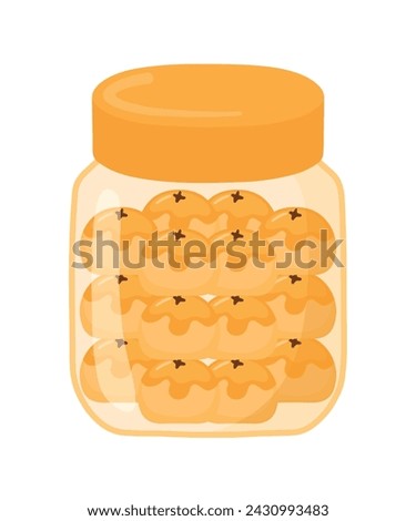 Kue Lebaran Nastar in Jar Traditional Indonesian Cookies with Pineapple Jam for Eid Al Fitr Flat Doodle Icon Logo. Cartoon vector illustration isolated on white background
