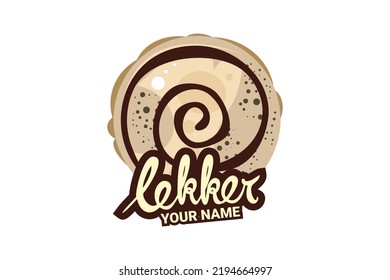 Kue Lekker or, this is traditional thin crispy crepes from popular Indonesian street food. vector logo for lekker vendor, food stall, and food stand.