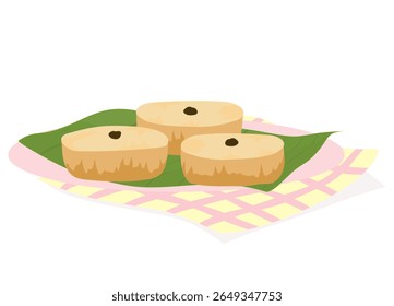 Kue Lumpur with Dry Raisin on Plate Illustration Isolated on White Background