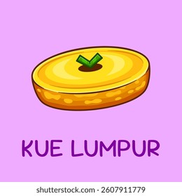 Kue Lumpur Food Cartoon Vector Icon Illustration. Food Object Icon Concept Isolated Premium Vector. Flat Cartoon Style