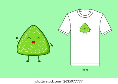 Kue lupis or lupis cake. Indonesia traditional dessert. Illustration vector design with T-shirt mockup. EPS 10