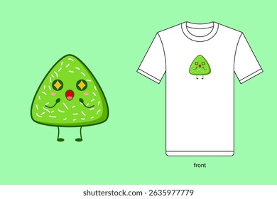 Kue lupis or lupis cake. Indonesia traditional dessert. Illustration vector design with T-shirt mockup. EPS 10