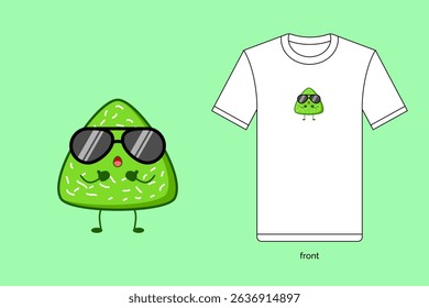 Kue lupis or lupis cake. Indonesia traditional dessert. Illustration vector design with T-shirt mockup. EPS 10