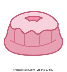 Kue putu ayu pink vector illustration, putu ayu cake icon illustration cartoon, traditional snack from indonesia, indonesian traditional food