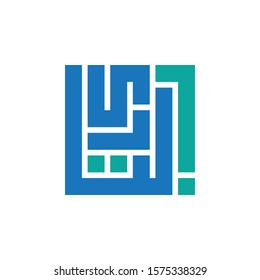 Kufi Arabic Calligraphy of 99 Names of Allah (Al Asma Ul Husna). vector. elegant. AL BAARI (The Originator)