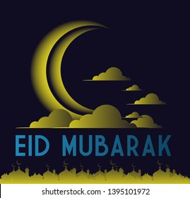 kufi beautiful greeting card, background or logo for eid mubarak or muslim event with arabic calligraphy is mean peace