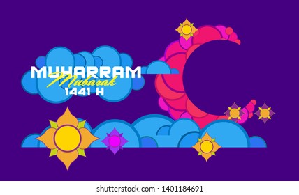 kufi beautiful greeting card, backround or logo for muharram mubarak or muslim event
