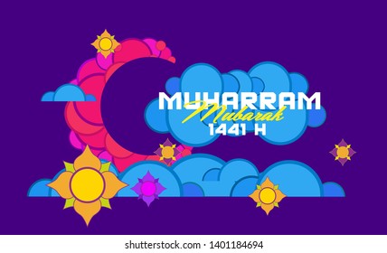 kufi beautiful greeting card, backround or logo for muharram mubarak or muslim event