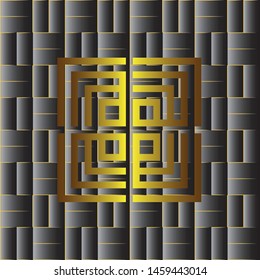 An Kufi calligraphy its mean Allah the name of muslim God with black background with pattern