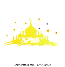 kufi or calligraphy ramadan kareem and eid mubarak is mean muslim event or holidays, tamplate beautiful greeting card background with grunge effect