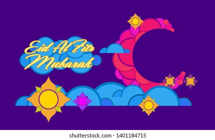 kufi set beautiful greeting card, backround or logo for eid al fitr mubarak or muslim event