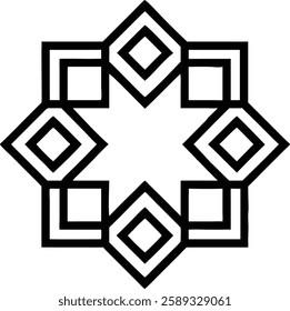 A Kufic calligraphy-based geometric pattern forming a strong, symmetrical star.