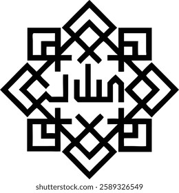 A Kufic calligraphy-inspired Islamic pattern forming a structured eight-pointed star, blending faith and design.