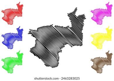 Kufstein district (Republic of Austria or Österreich, Tyrol or Tirol state) map vector illustration, scribble sketch Bezirk Kufstein map