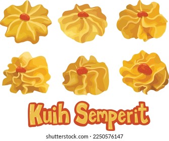 Kuih Semperit(Cherry butter cookie) is popular for festive seasons in the South East Asia region. These piped butter cookies are topped with glazed cherries.