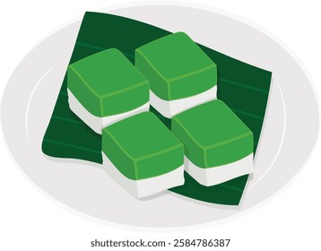 Kuih seri muka malaysian traditional food vector illustration