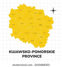 Ilustração do mapa de Kujawsko-Pomorskie Province. Mapa da província em Polonia