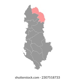 Kukes county map, administrative subdivisions of Albania. Vector illustration.