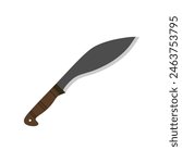 Kukri Gurkha Sword flat design vector illustration isolated on white background, Kukri machete knife. Army Survival Combat Nepal Gurkha Blade Vector