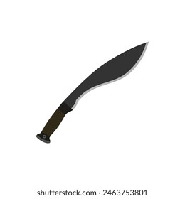 Kukri Gurkha Espada Ilustración vectorial de diseño plano aislado sobre fondo blanco, cuchillo de machete Kukri. Ejército de Supervivencia Combate Nepal Gurkha Blade Vector