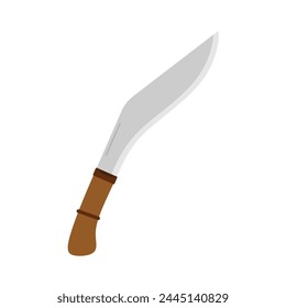 kukri cuchillo Ilustración vectorial de diseño plano. Icono de cuchillo gurkha en estilo plano de moda aislado sobre fondo blanco. Machete, infantería Kukri hoja de color plano