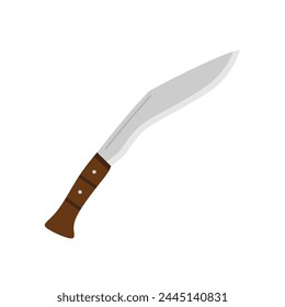 kukri cuchillo Ilustración vectorial de diseño plano. Icono de cuchillo gurkha en estilo plano de moda aislado sobre fondo blanco. Machete, infantería Kukri hoja de color plano