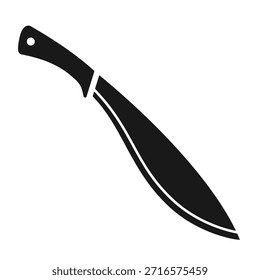Kukri style knife vector icon isolated on white background. Vector illustration of national Nepal weapon. Simple black shape of sharp curved sword, steel solid multi-purpose knife. Abstract creative clip art, web design flat element.