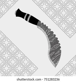 kukri sword with damascus steel vector illustration