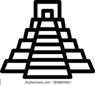 icono de línea delgada del vector kukulcán 