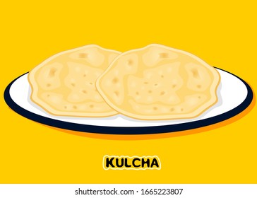 Kulcha Roti indian Chapati or Bread Vector
