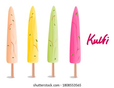 kulfi Indian Sweets or Mithai Food Vector