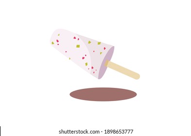 Kulfi or Qulfi frozen dairy dessert. rajwari or rajwadi sweet kesar badam pista ice cream candy Vector illustration isolated on white background