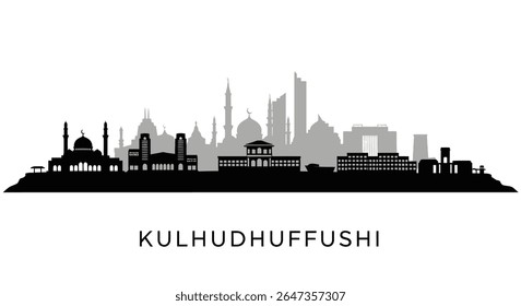 Kulhudhuffushi Skyline Maldives Cityscape Silhouette.