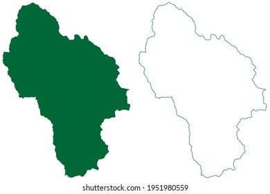 Kullu district (Himachal Pradesh State, Republic of India) map vector illustration, scribble sketch Kullu map