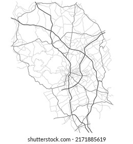 Kumamoto City Map (Japan) - Town Streets On The Plan. Monochrome Line Map Of The  Scheme Of Road. Urban Environment, Architectural Background. Vector 