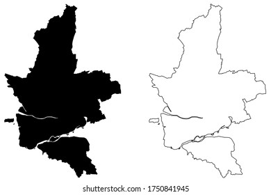 Kumamoto City (State of Japan, island country, Kyushu Region) map vector illustration, scribble sketch City of Kumamoto map