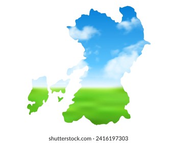Kumamoto Grassland Landscape Sky Map