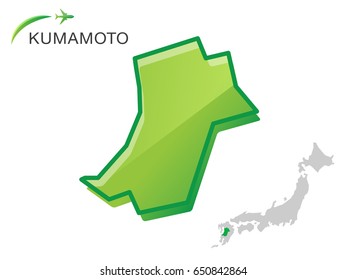 Kumamoto Japan simple map icon. Vector Illustration Background.