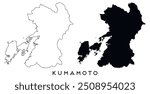 Kumamoto map outline and black silhouette vector